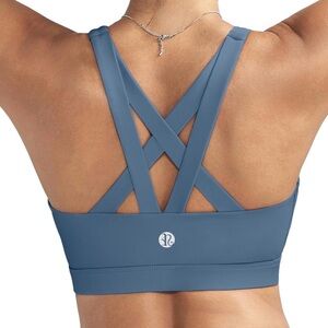 Elegant Blue Crisscross Sports Bra